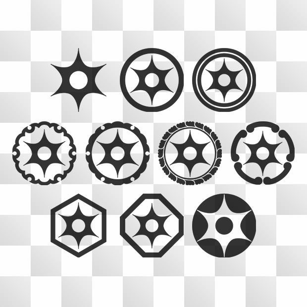 鞠鋏紋 (まりばさみ) 日本の実用家紋 ZIP (AI, PNG, PSD)