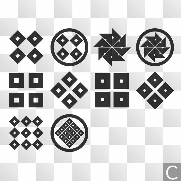 目結紋 (めゆい) 日本の実用家紋 ZIP (AI, PNG, PSD)