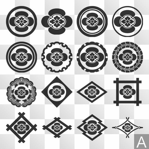 木瓜紋 (もっこう) 日本の実用家紋 ZIP (AI, PNG, PSD)