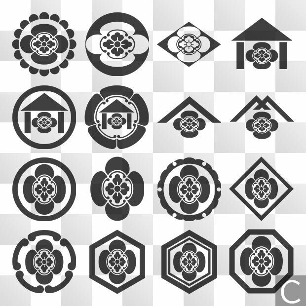 木瓜紋 (もっこう) 日本の実用家紋 ZIP (AI, PNG, PSD)