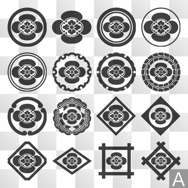 木瓜紋 (もっこう) 日本の実用家紋 ZIP (AI, PNG, PSD)