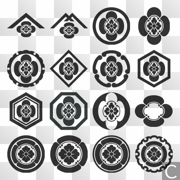 木瓜紋 (もっこう) 日本の実用家紋 ZIP (AI, PNG, PSD)