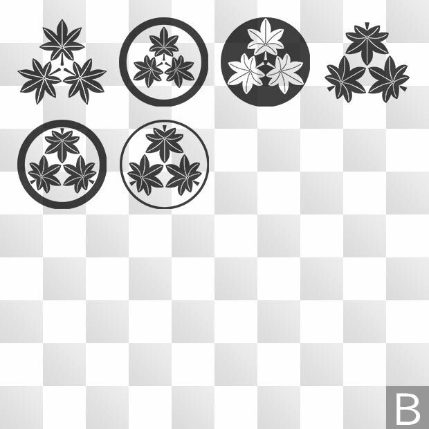 紅葉紋 (もみじ) 日本の実用家紋 ZIP (AI, PNG, PSD)