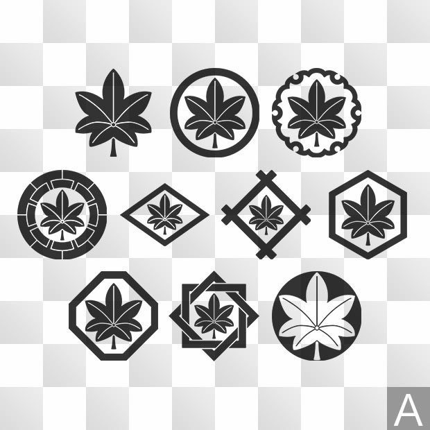 紅葉紋 (もみじ) 日本の実用家紋 ZIP (AI, PNG, PSD)