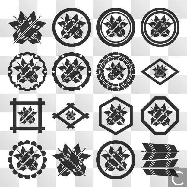 矢紋 (や) 日本の実用家紋 ZIP (AI, PNG, PSD)