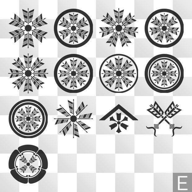 矢紋 (や) 日本の実用家紋 ZIP (AI, PNG, PSD)