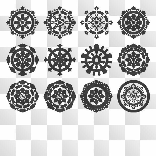 輪宝紋 (りんほう) 日本の実用家紋 ZIP (AI, PNG, PSD) - 家紋藝術
