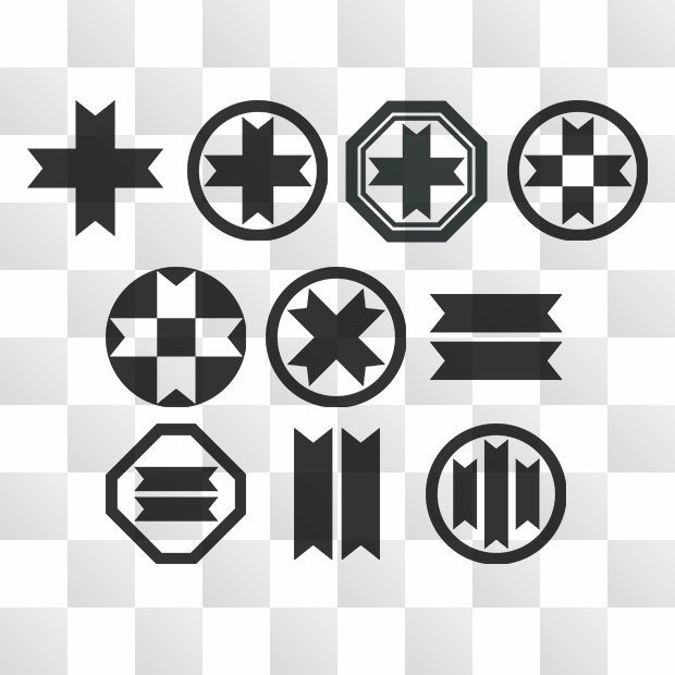 10点 竹紋 (たけ) 日本の実用家紋 ZIP (AI, PNG, PSD)