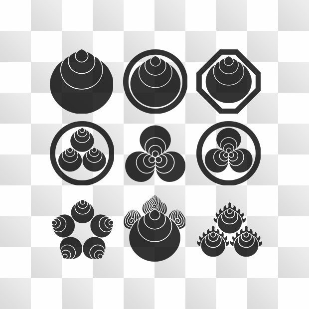 珠紋 (たま) 日本の実用家紋 ZIP (AI, PNG, PSD)