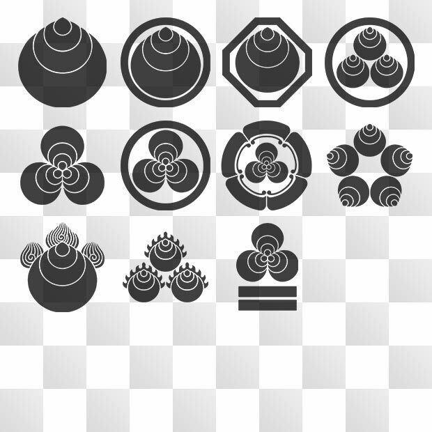 珠紋 (たま) 日本の実用家紋 ZIP (AI, PNG, PSD)