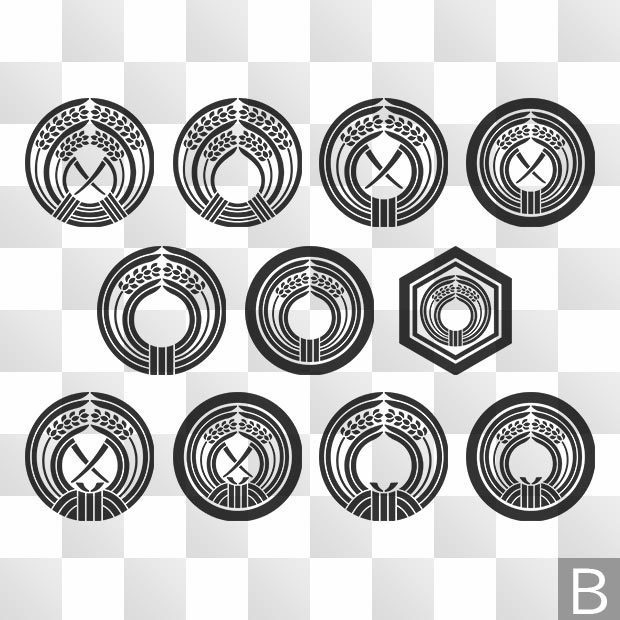 稲紋 (いね) 日本の実用家紋 ZIP (AI, PNG, PSD)
