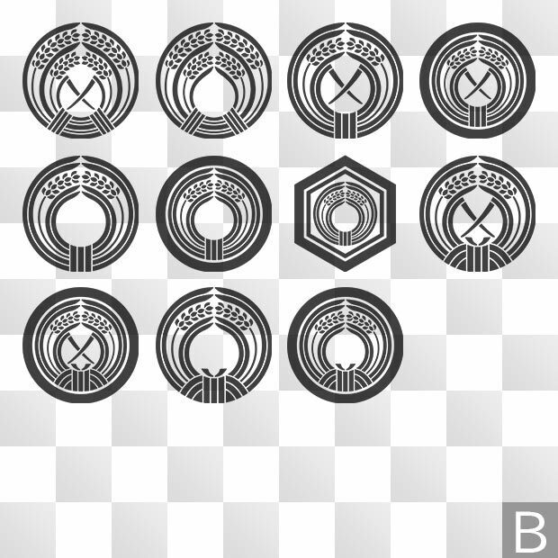 稲紋 (いね) 日本の実用家紋 ZIP (AI, PNG, PSD)
