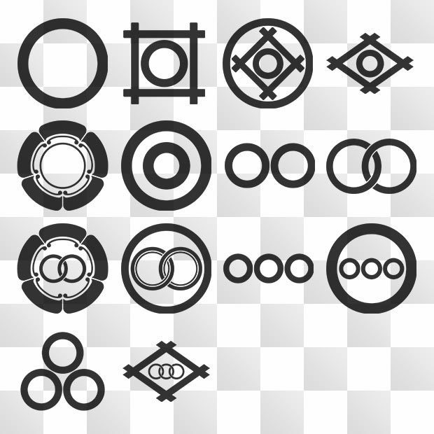 輪紋 (わ) 日本の実用家紋 ZIP (AI, PNG, PSD)