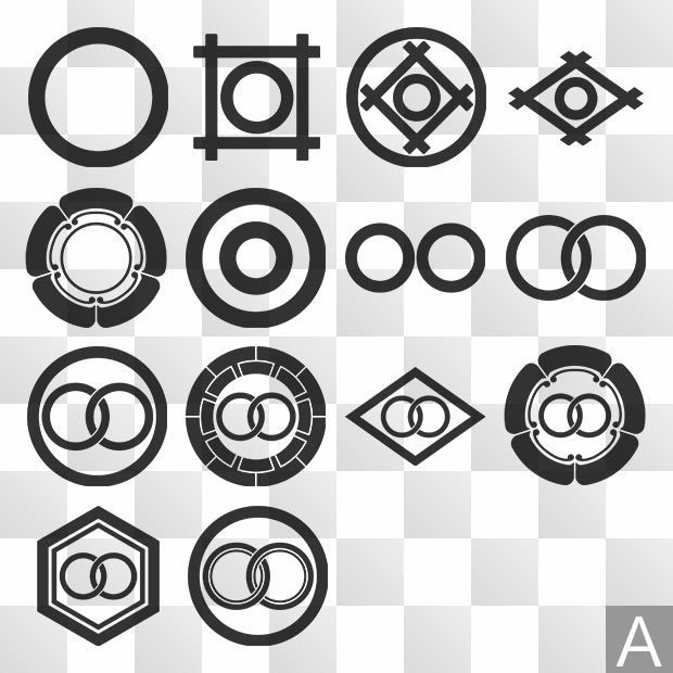 輪紋 (わ) 日本の実用家紋 ZIP (AI, PNG, PSD)