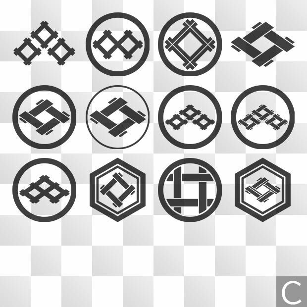 井桁紋 (いげた) 日本の実用家紋 ZIP (AI, PNG,PSD)