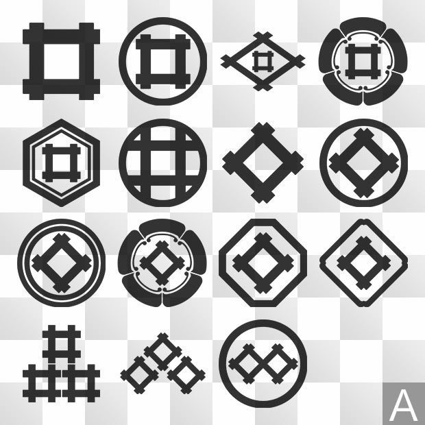 井桁紋 (いげた) 日本の実用家紋 ZIP (AI, PNG,PSD)