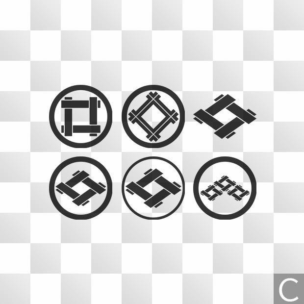 井桁紋 (いげた) 日本の実用家紋 ZIP (AI, PNG,PSD)