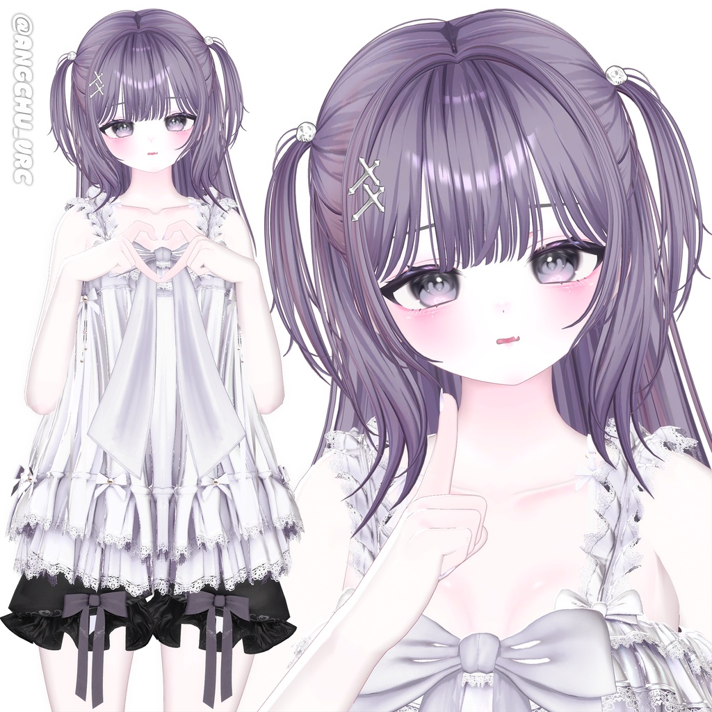 【12アバター対応】Half-up Goth Twin💀