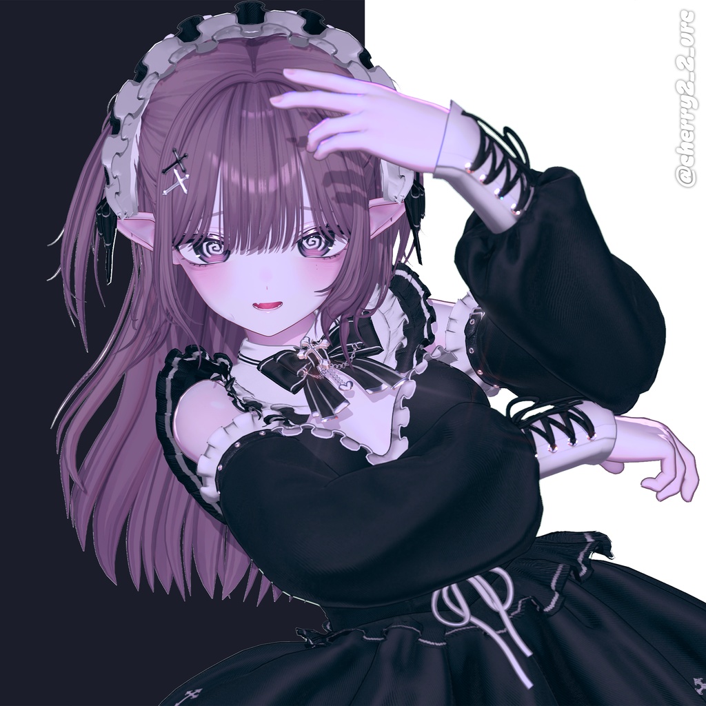 【12アバター対応】Half-up Goth Twin💀