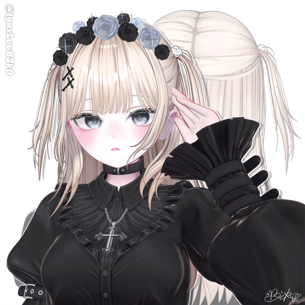 【12アバター対応】Half-up Goth Twin💀