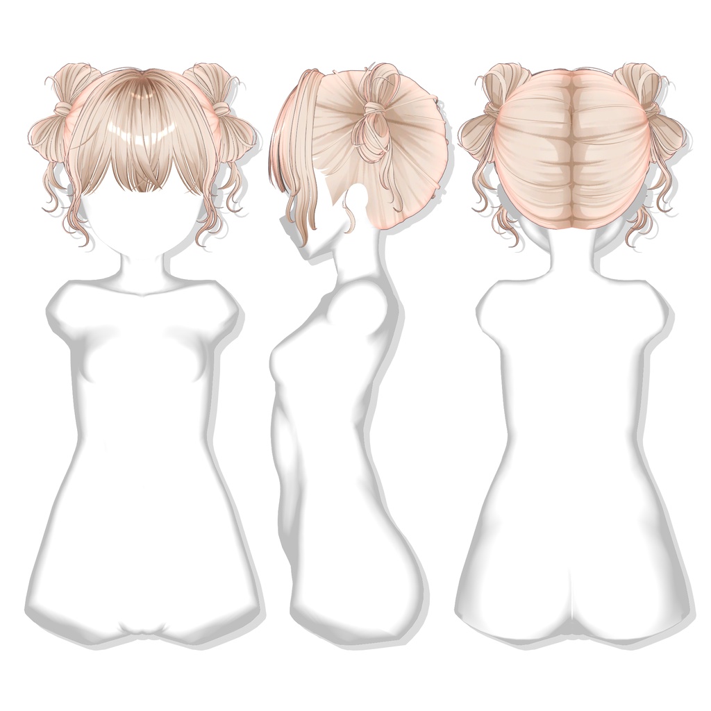 【12アバター対応】Twin Ribbon Bun Hair🎀