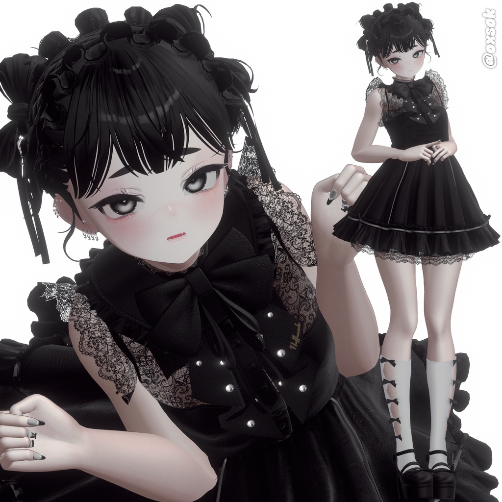 【12アバター対応】Twin Ribbon Bun Hair🎀