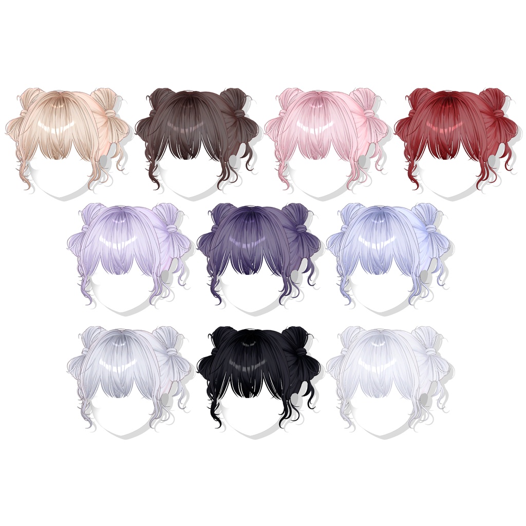 【12アバター対応】Twin Ribbon Bun Hair🎀