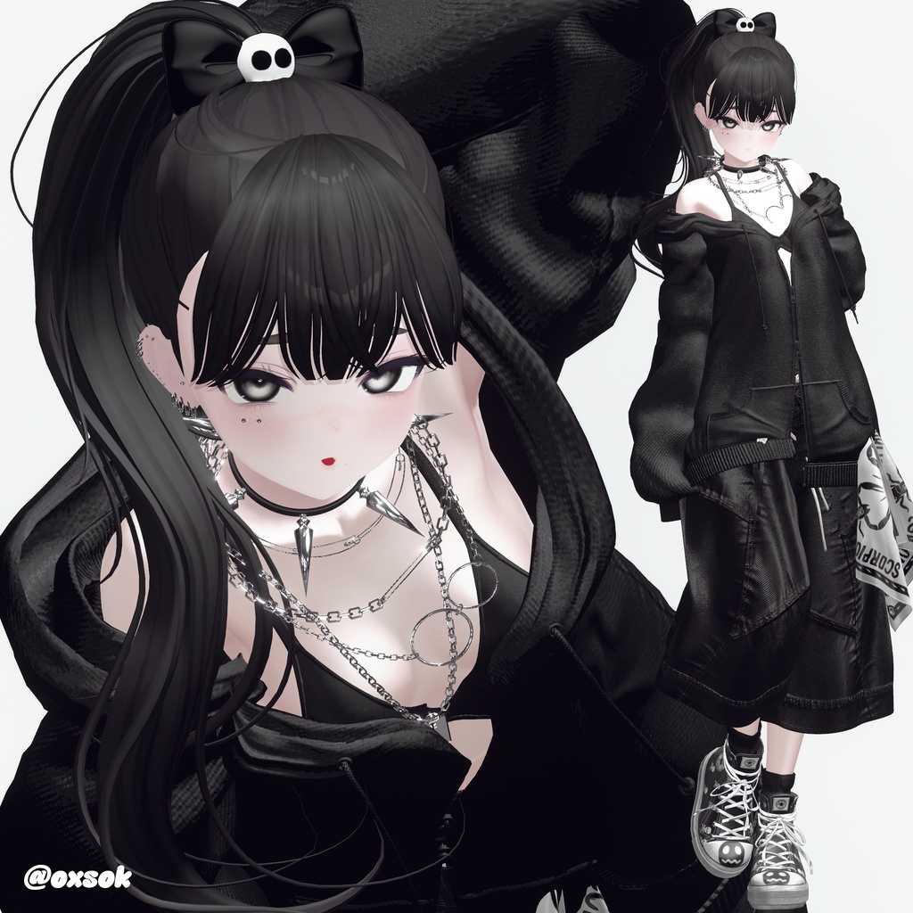 【14アバター対応】 Wavy Ponytail Hair