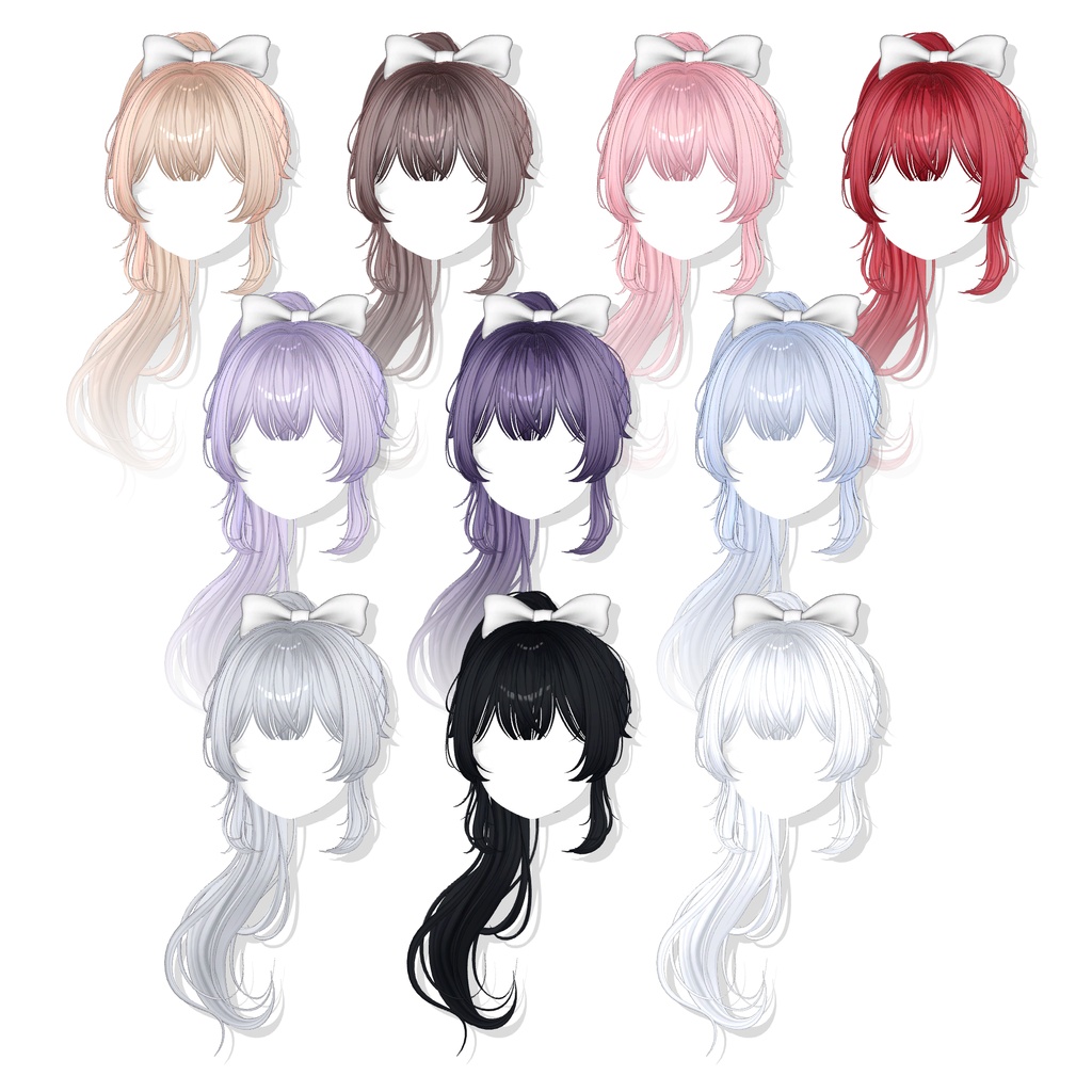 【14アバター対応】 Wavy Ponytail Hair