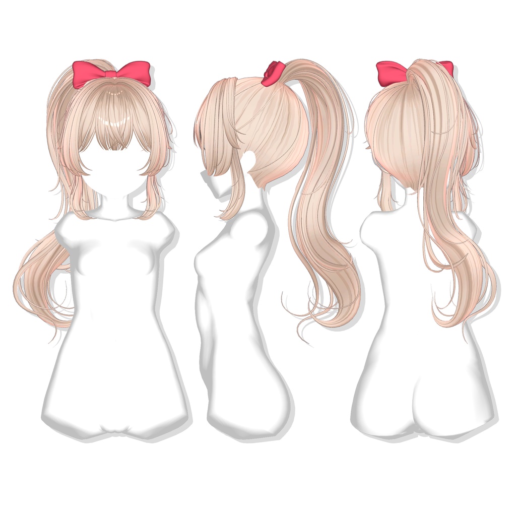 【14アバター対応】 Wavy Ponytail Hair