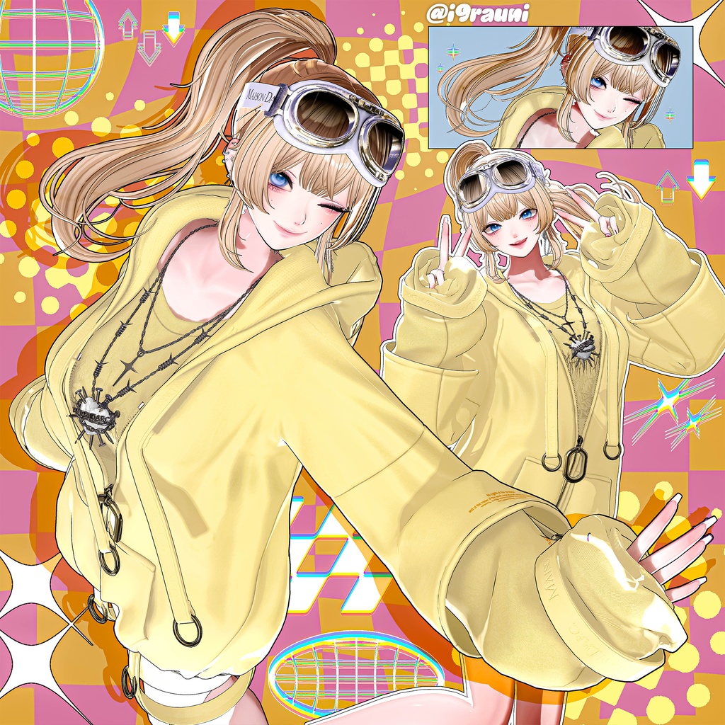 【14アバター対応】 Wavy Ponytail Hair