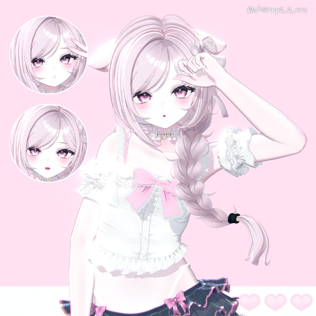 【12アバター対応】 One Side Braid Hair