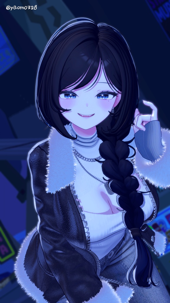 【12アバター対応】 One Side Braid Hair