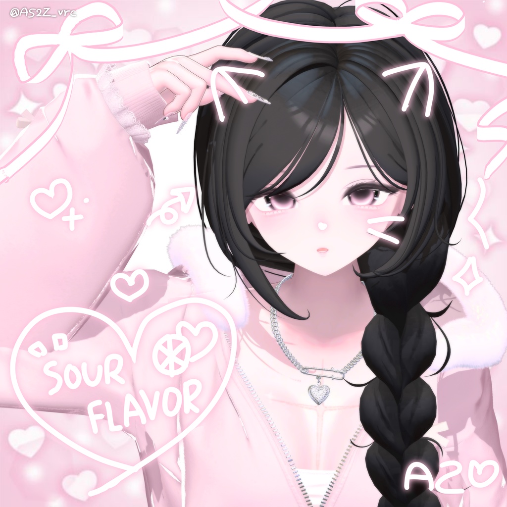 【12アバター対応】 One Side Braid Hair