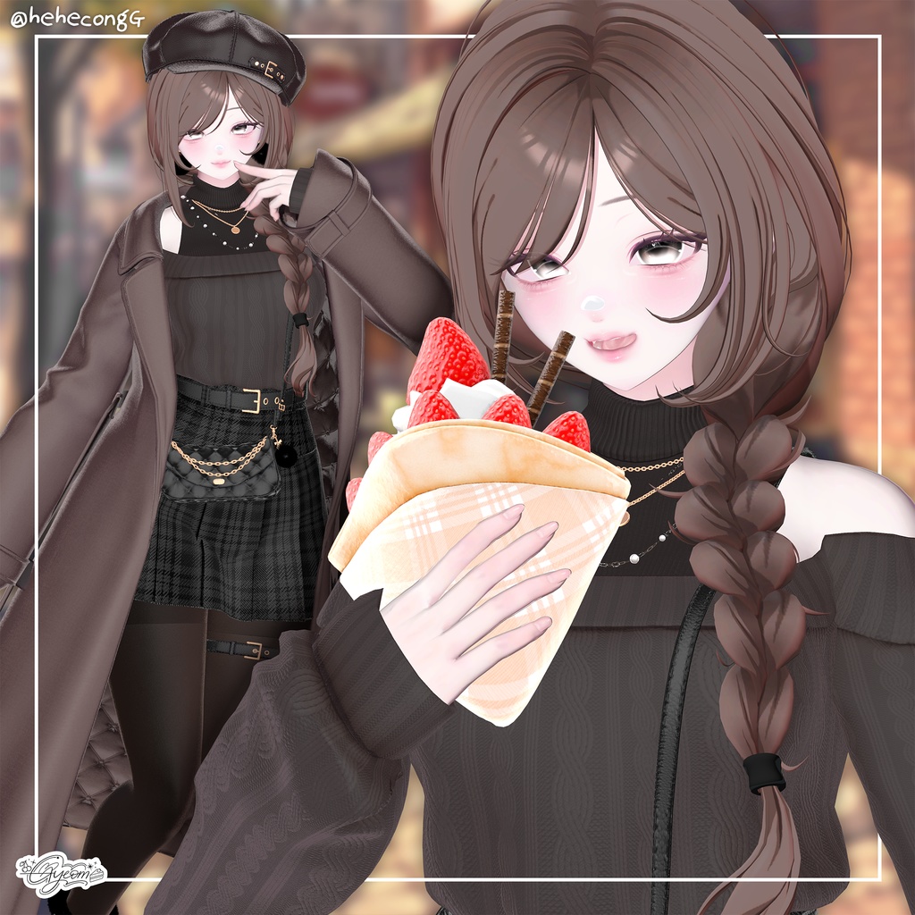 【12アバター対応】 One Side Braid Hair