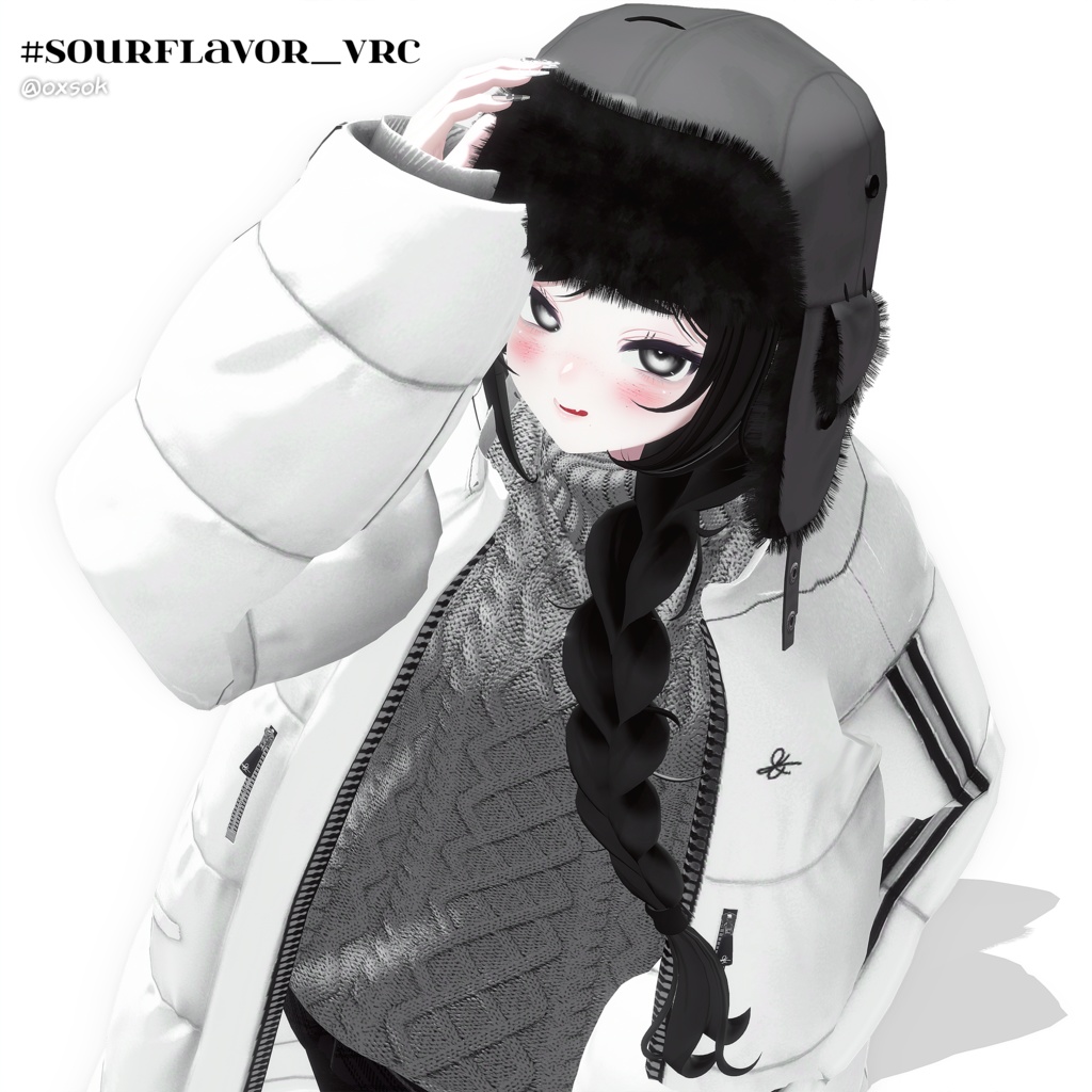 【12アバター対応】 One Side Braid Hair