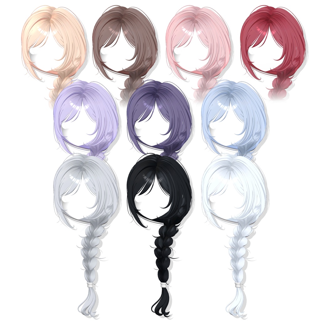 【12アバター対応】 One Side Braid Hair