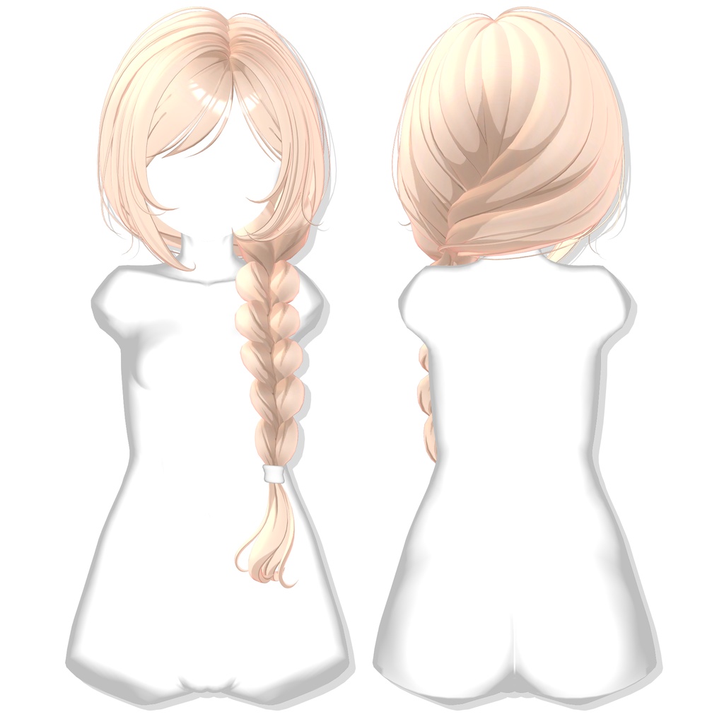【12アバター対応】 One Side Braid Hair