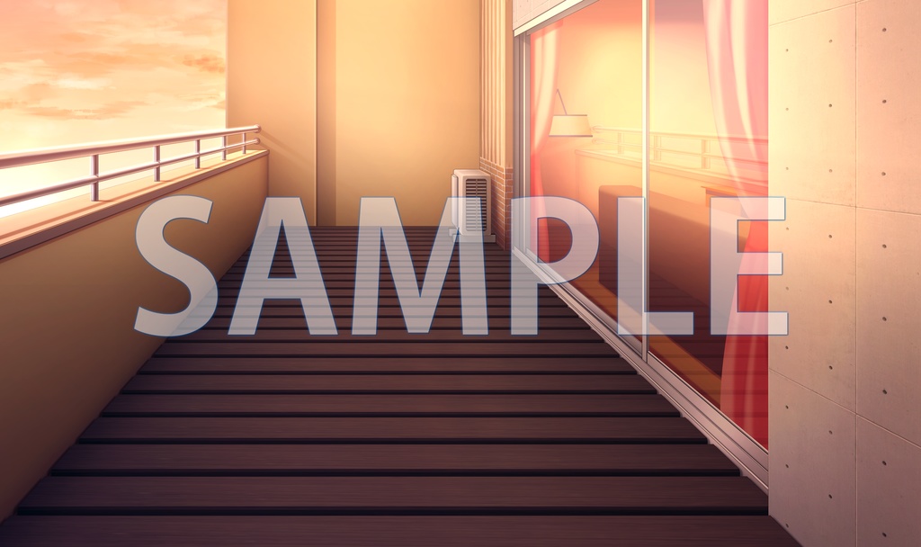 【背景素材】マンション ベランダ(6229_bg05a)【時間差分あり】