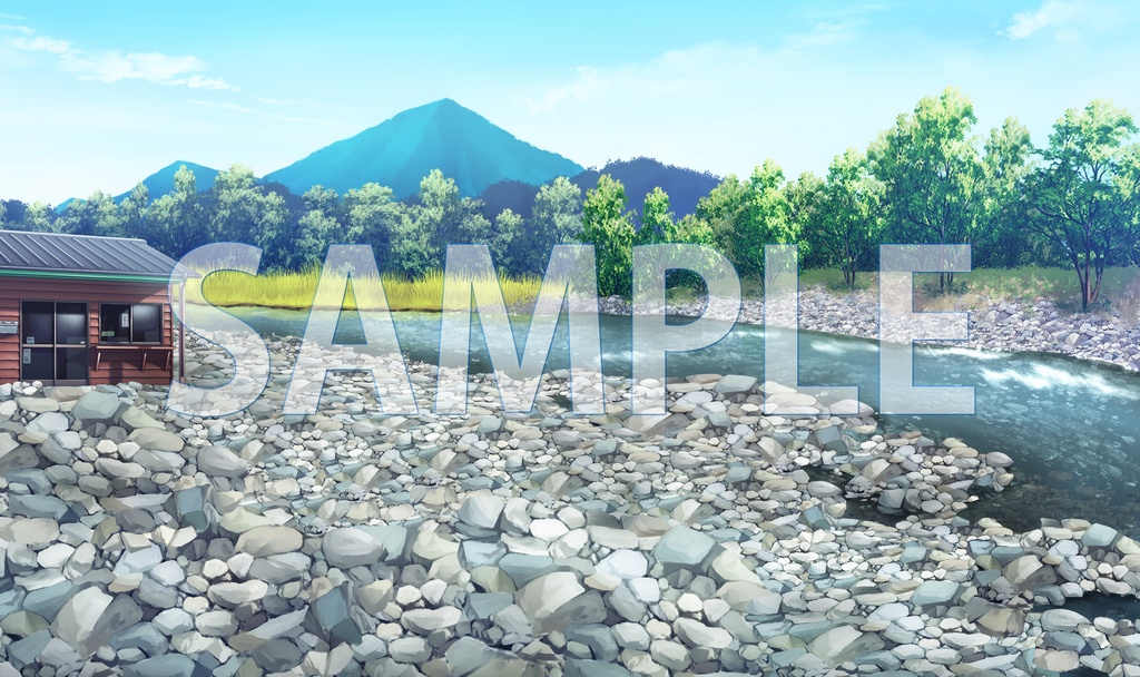【背景素材】キャンプ場　河原（6229_bg06）【時間差分あり】