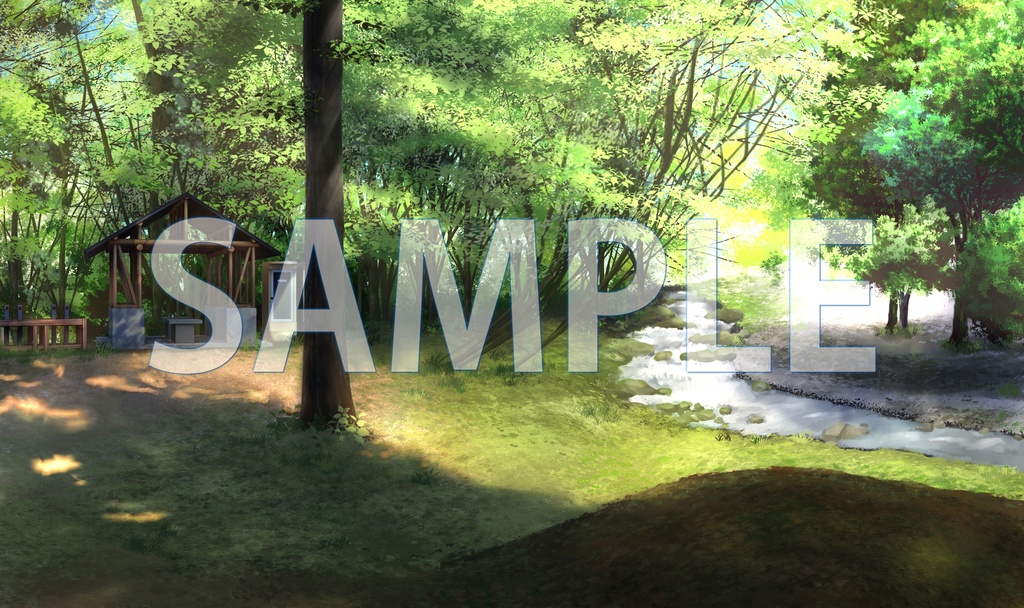 【背景素材】キャンプ場　山中（6229_bg08）【時間差分あり】