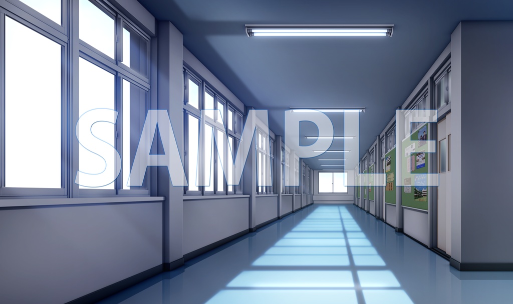 【背景素材】廊下（6069_bg03）【時間差分あり】