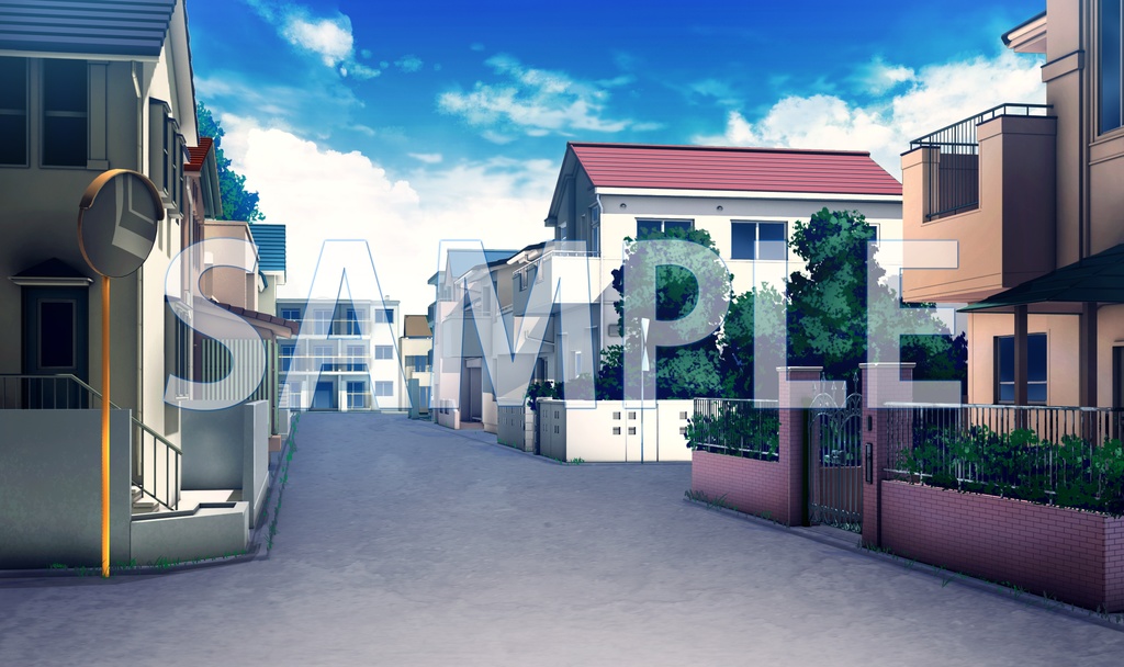 【背景素材】住宅街（6069_bg10）【時間差分あり】