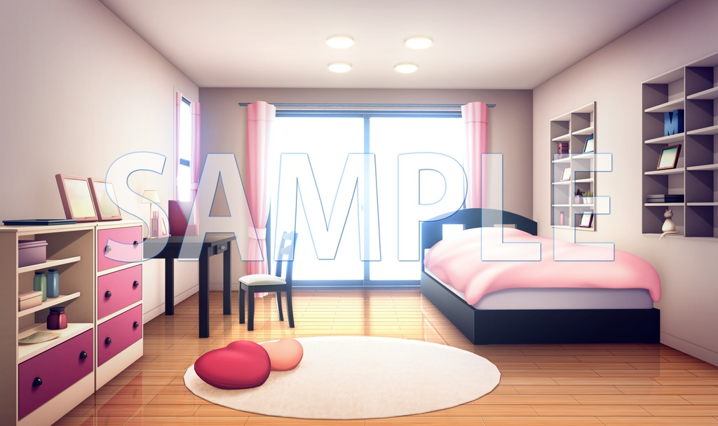 【背景素材】女の子の部屋（6069_bg14）【時間差分あり】