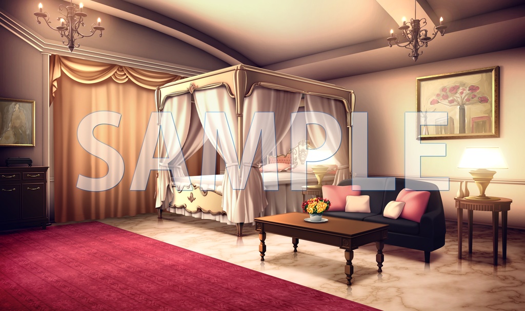 【背景素材】豪邸 お嬢様の部屋(6069_bg17)【時間差分あり】