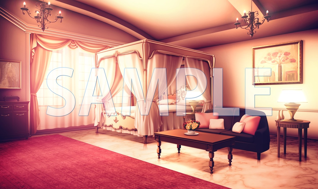 【背景素材】豪邸 お嬢様の部屋(6069_bg17)【時間差分あり】