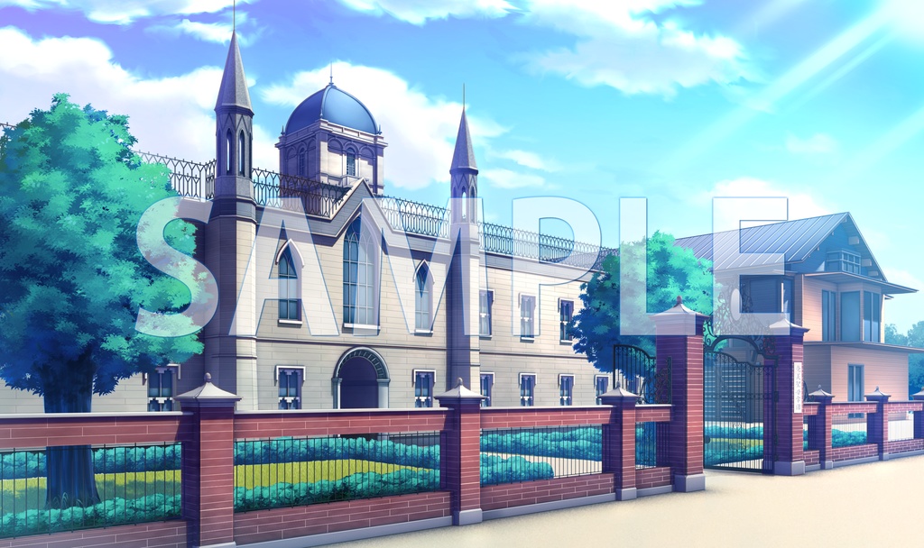 【背景素材】学園　外観（6168_bg01）【時間差分あり】