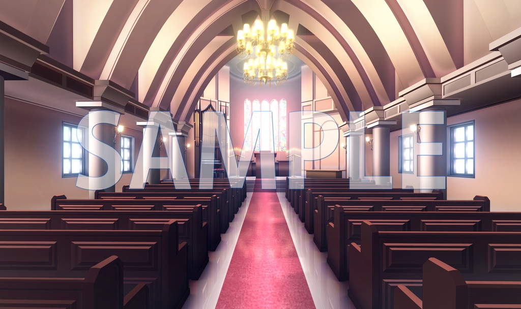 【背景素材】礼拝堂（6168_bg05）【時間差分あり】
