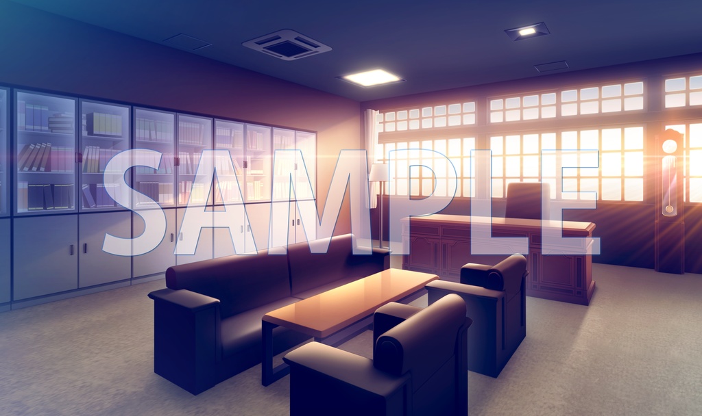 【背景素材】理事長室(6168_bg09a)【時間差分あり】