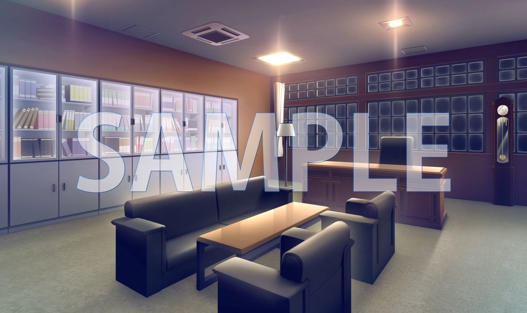 【背景素材】理事長室(6168_bg09a)【時間差分あり】